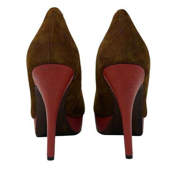Enzo Angiolini Easmiles Brown Suede Coral Platform High Heel Pumps 6.5 - Picture 3 of 10